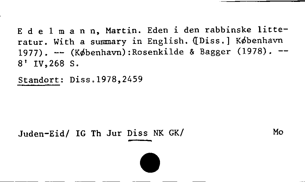 [Katalogkarte Dissertationenkatalog bis 1980]