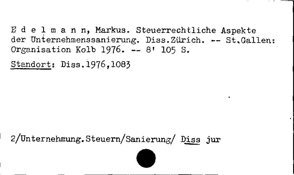 [Katalogkarte Dissertationenkatalog bis 1980]