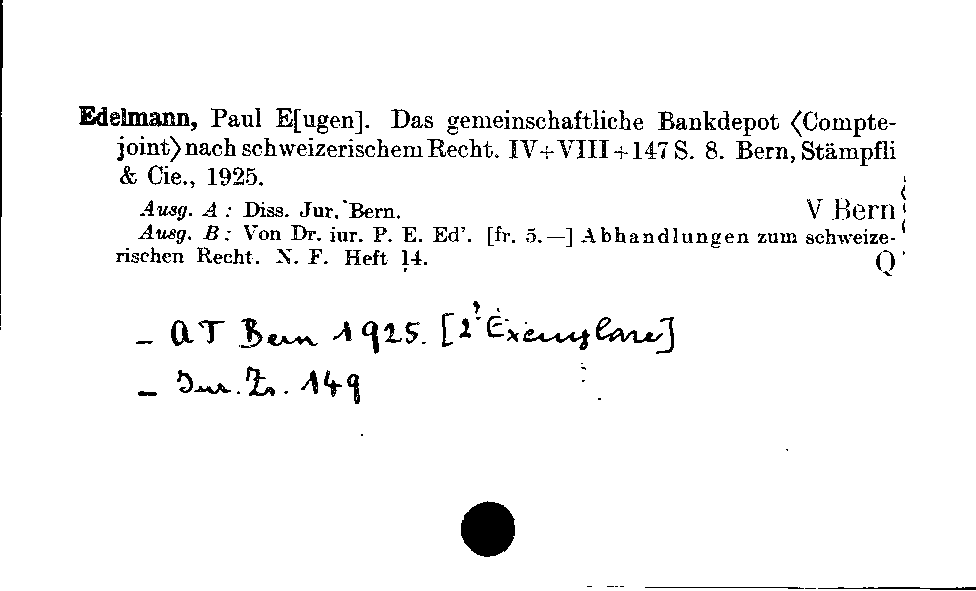 [Katalogkarte Dissertationenkatalog bis 1980]