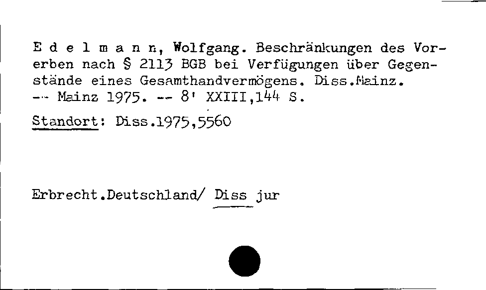 [Katalogkarte Dissertationenkatalog bis 1980]