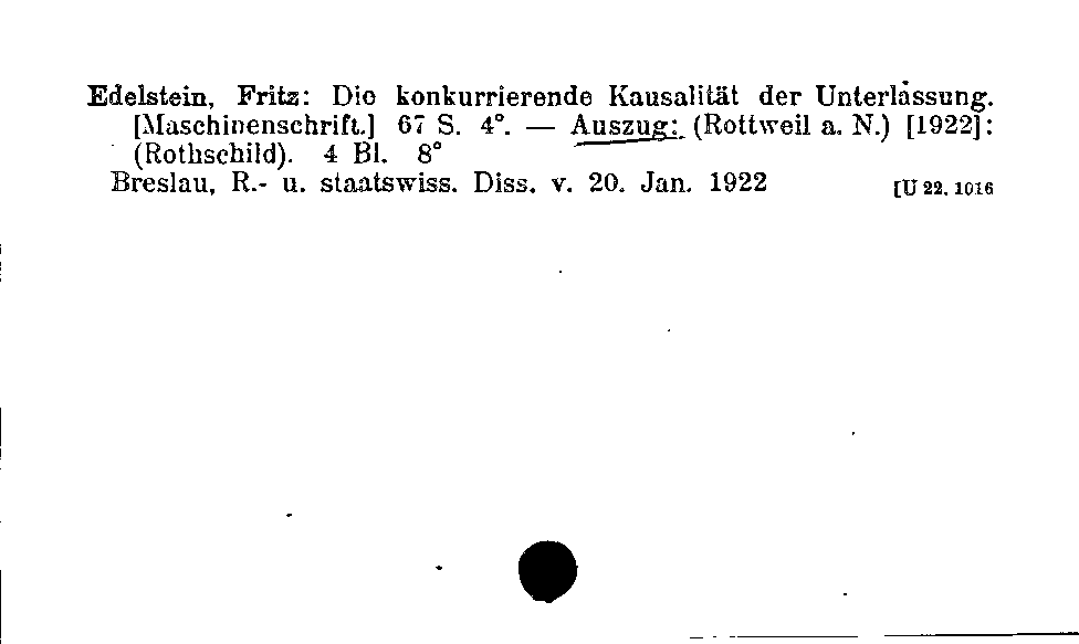 [Katalogkarte Dissertationenkatalog bis 1980]