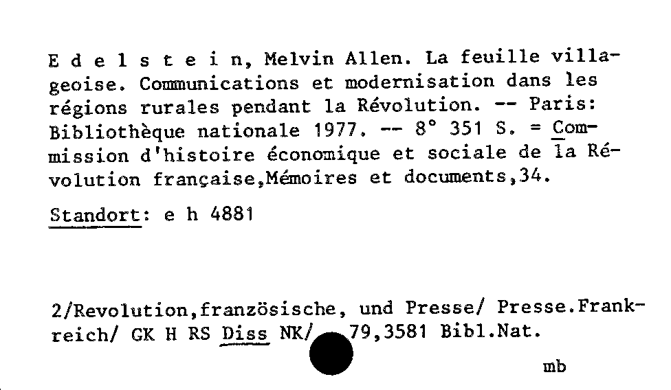 [Katalogkarte Dissertationenkatalog bis 1980]