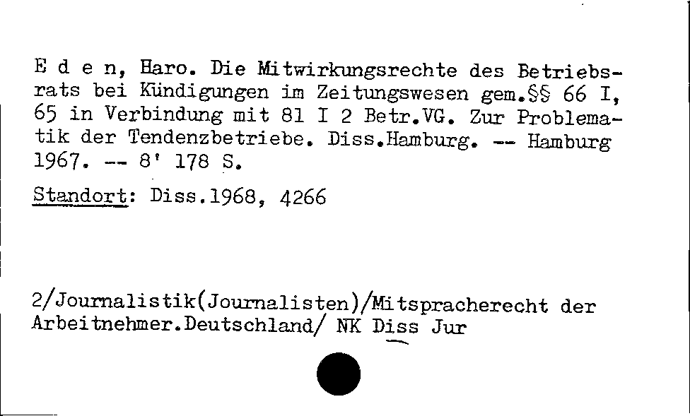 [Katalogkarte Dissertationenkatalog bis 1980]