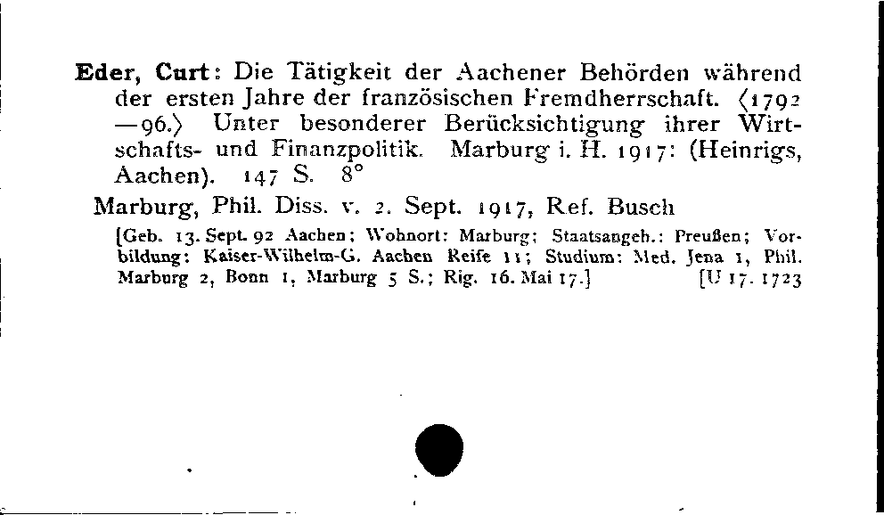 [Katalogkarte Dissertationenkatalog bis 1980]