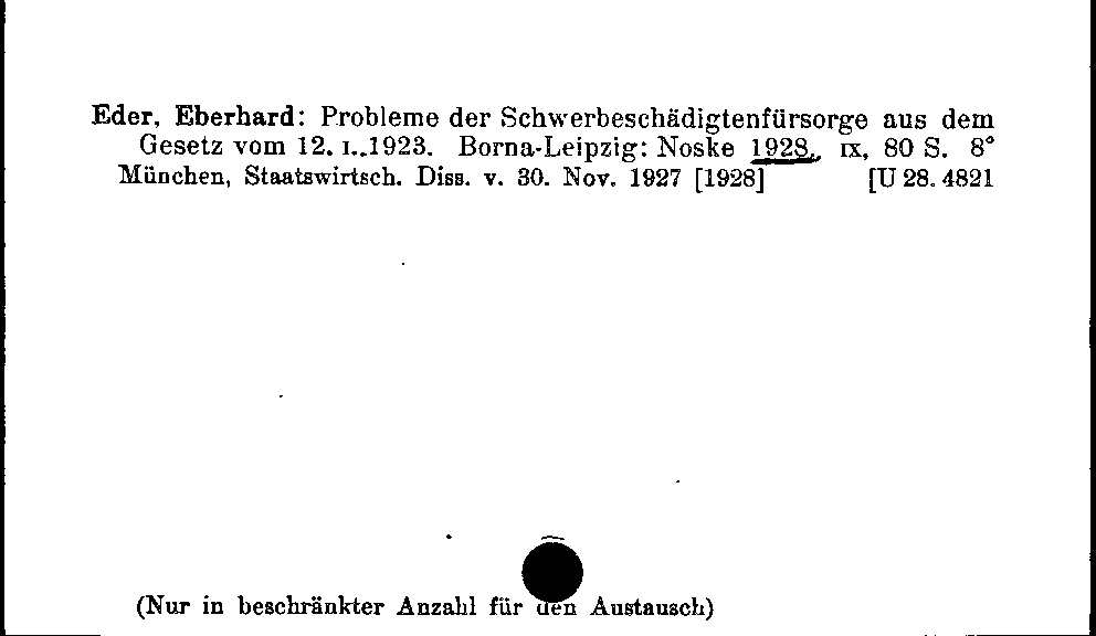 [Katalogkarte Dissertationenkatalog bis 1980]