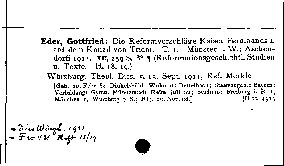 [Katalogkarte Dissertationenkatalog bis 1980]