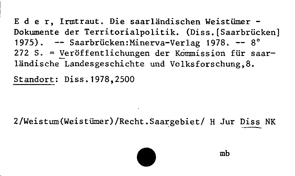 [Katalogkarte Dissertationenkatalog bis 1980]