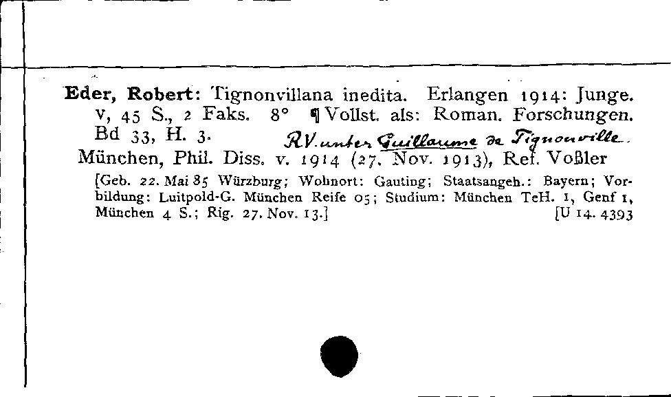 [Katalogkarte Dissertationenkatalog bis 1980]