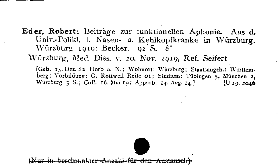 [Katalogkarte Dissertationenkatalog bis 1980]