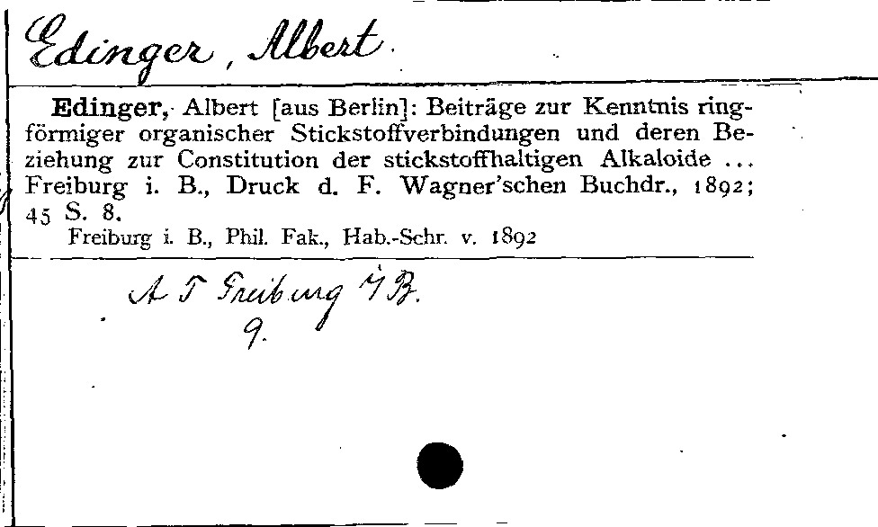 [Katalogkarte Dissertationenkatalog bis 1980]