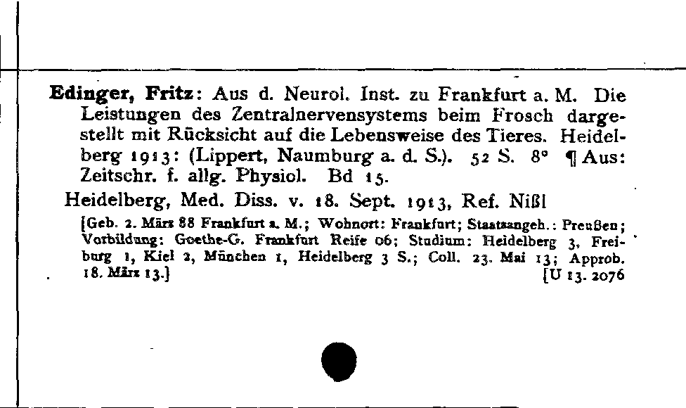 [Katalogkarte Dissertationenkatalog bis 1980]