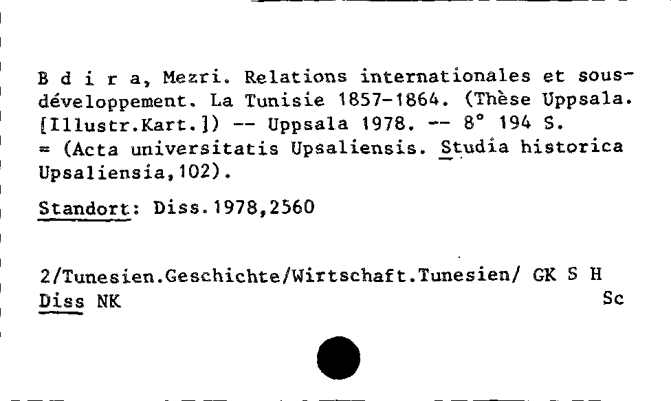 [Katalogkarte Dissertationenkatalog bis 1980]