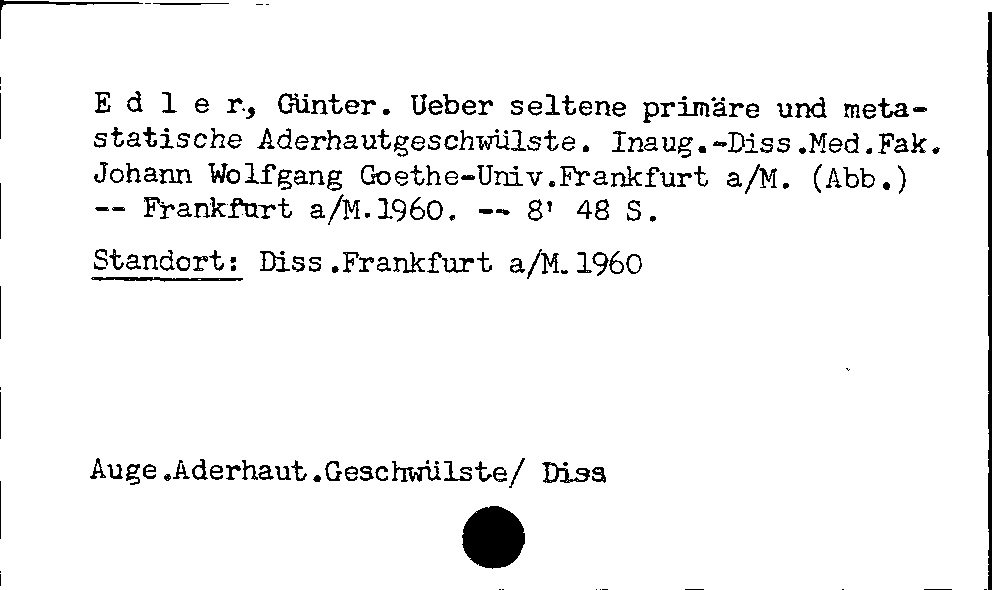 [Katalogkarte Dissertationenkatalog bis 1980]