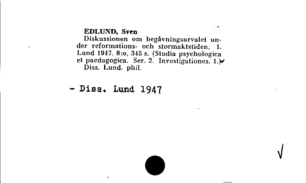 [Katalogkarte Dissertationenkatalog bis 1980]