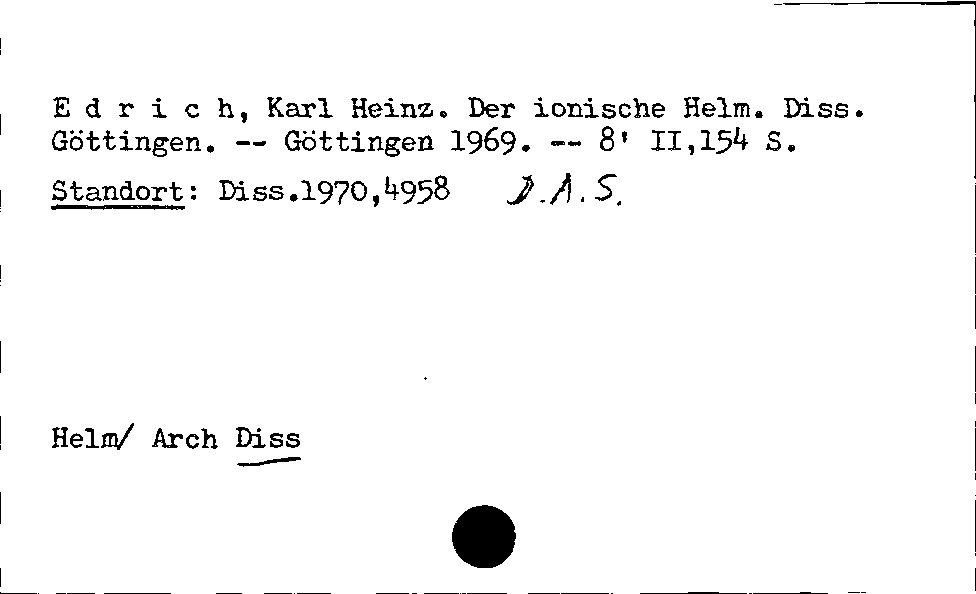 [Katalogkarte Dissertationenkatalog bis 1980]