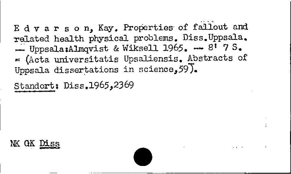 [Katalogkarte Dissertationenkatalog bis 1980]