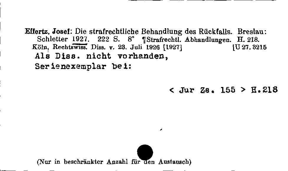 [Katalogkarte Dissertationenkatalog bis 1980]