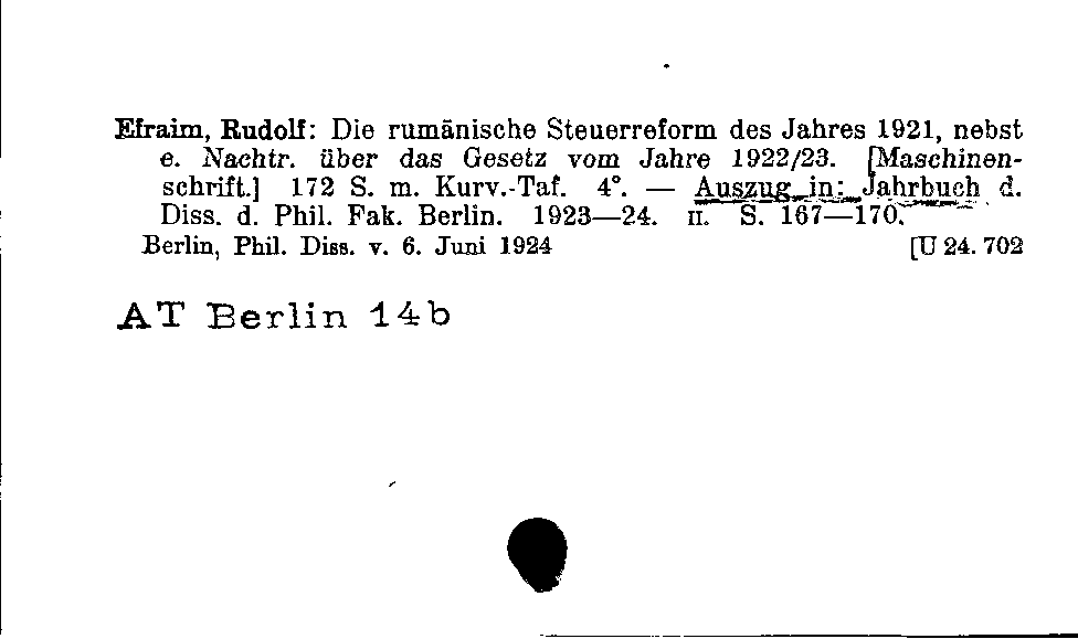 [Katalogkarte Dissertationenkatalog bis 1980]