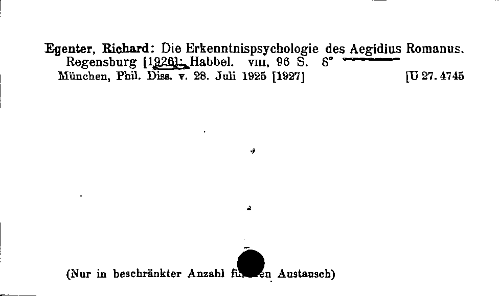 [Katalogkarte Dissertationenkatalog bis 1980]