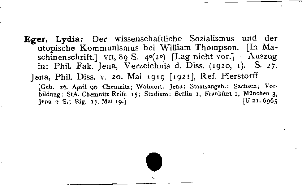 [Katalogkarte Dissertationenkatalog bis 1980]