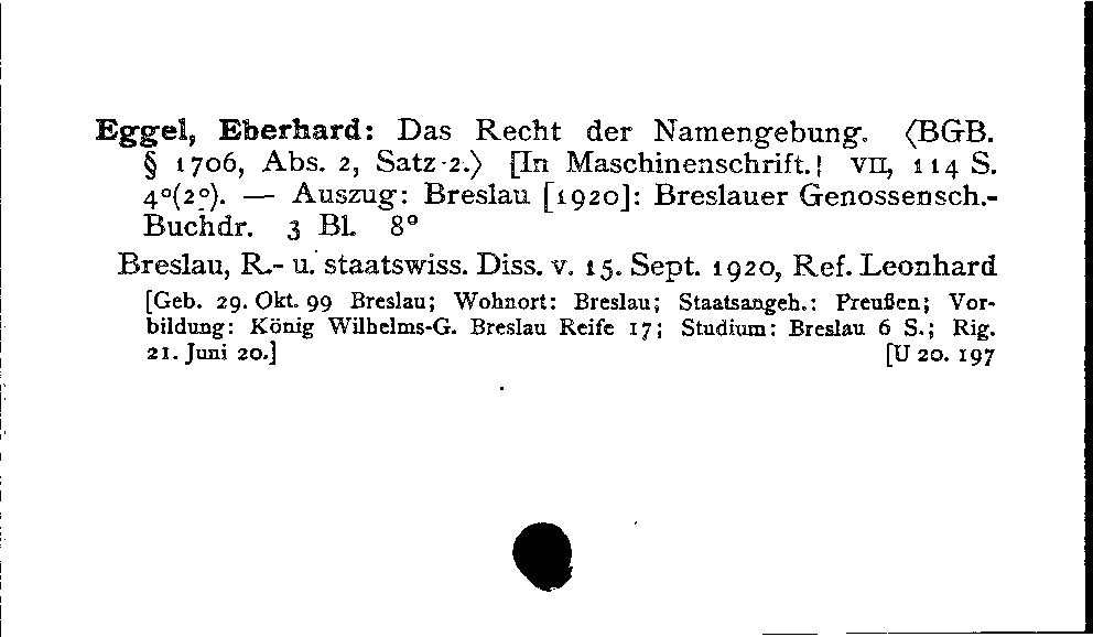 [Katalogkarte Dissertationenkatalog bis 1980]