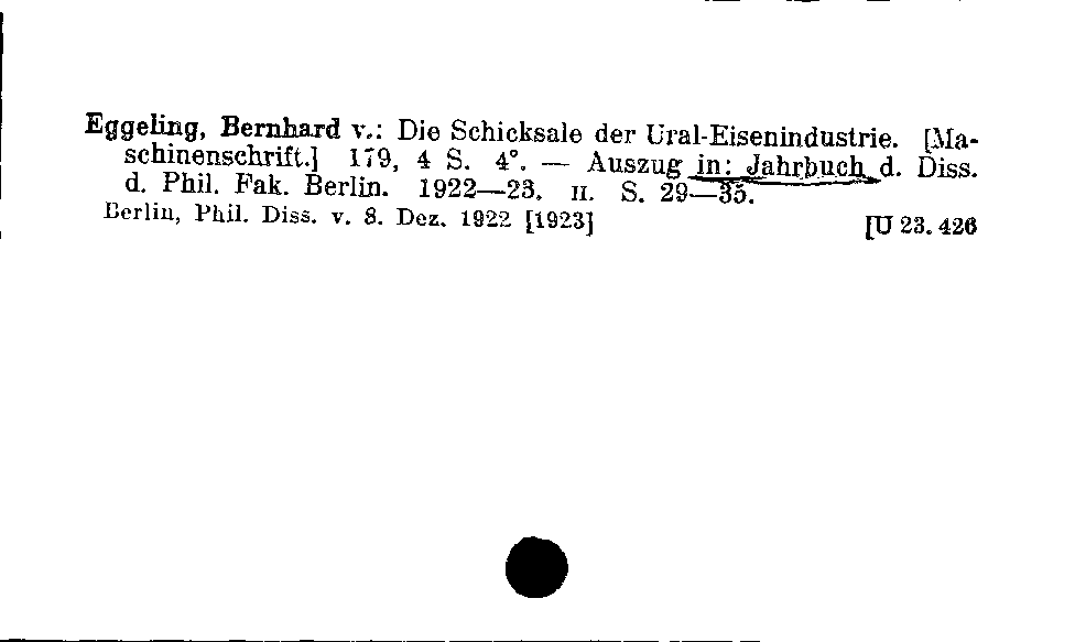 [Katalogkarte Dissertationenkatalog bis 1980]