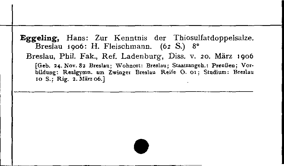 [Katalogkarte Dissertationenkatalog bis 1980]