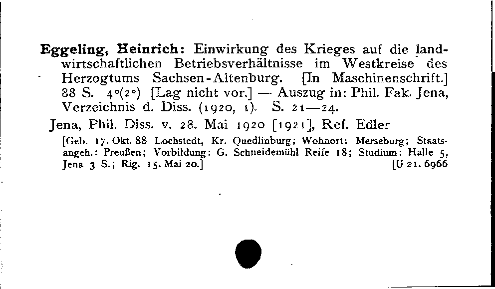 [Katalogkarte Dissertationenkatalog bis 1980]