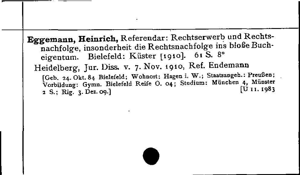 [Katalogkarte Dissertationenkatalog bis 1980]