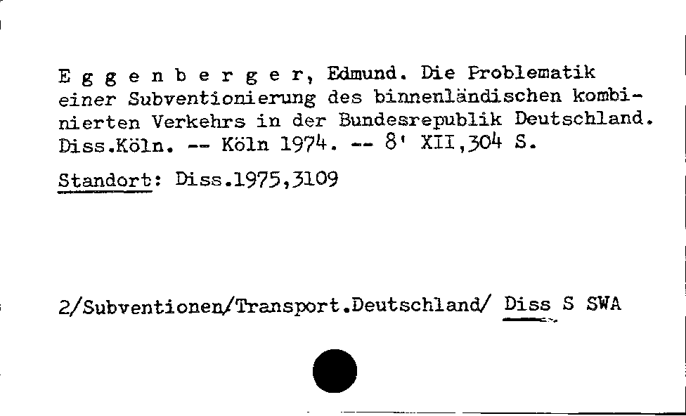 [Katalogkarte Dissertationenkatalog bis 1980]