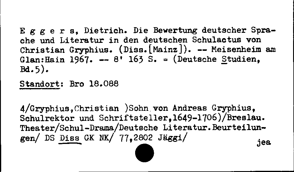 [Katalogkarte Dissertationenkatalog bis 1980]