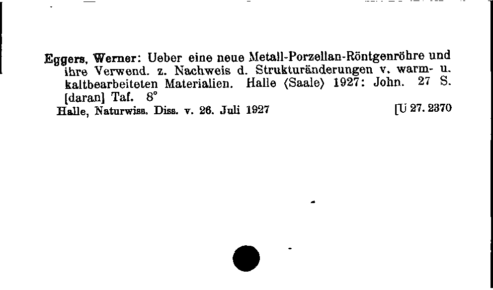 [Katalogkarte Dissertationenkatalog bis 1980]