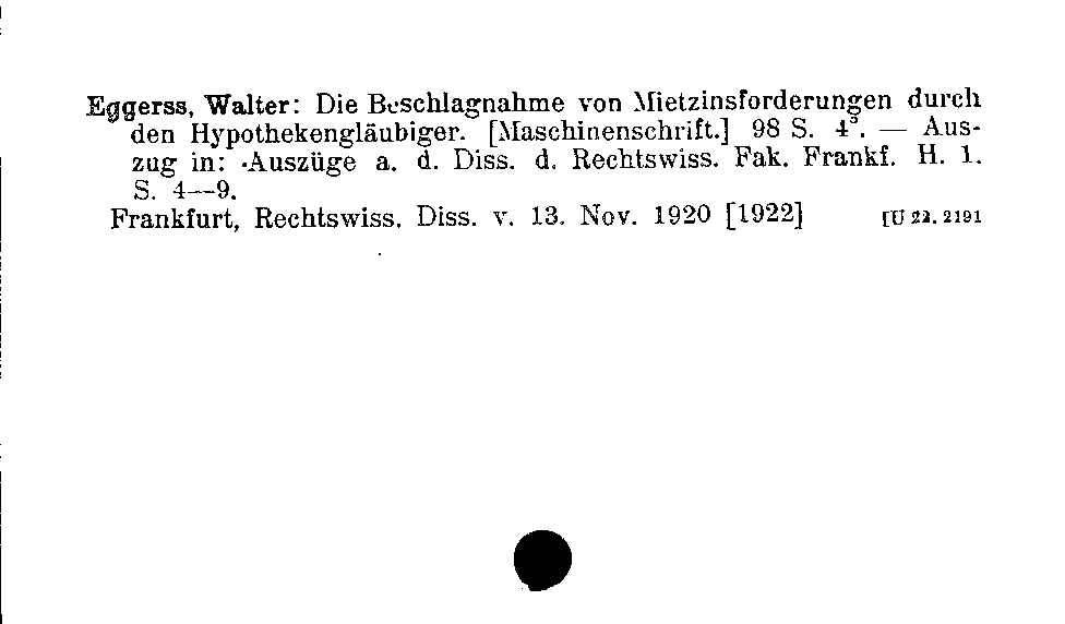 [Katalogkarte Dissertationenkatalog bis 1980]