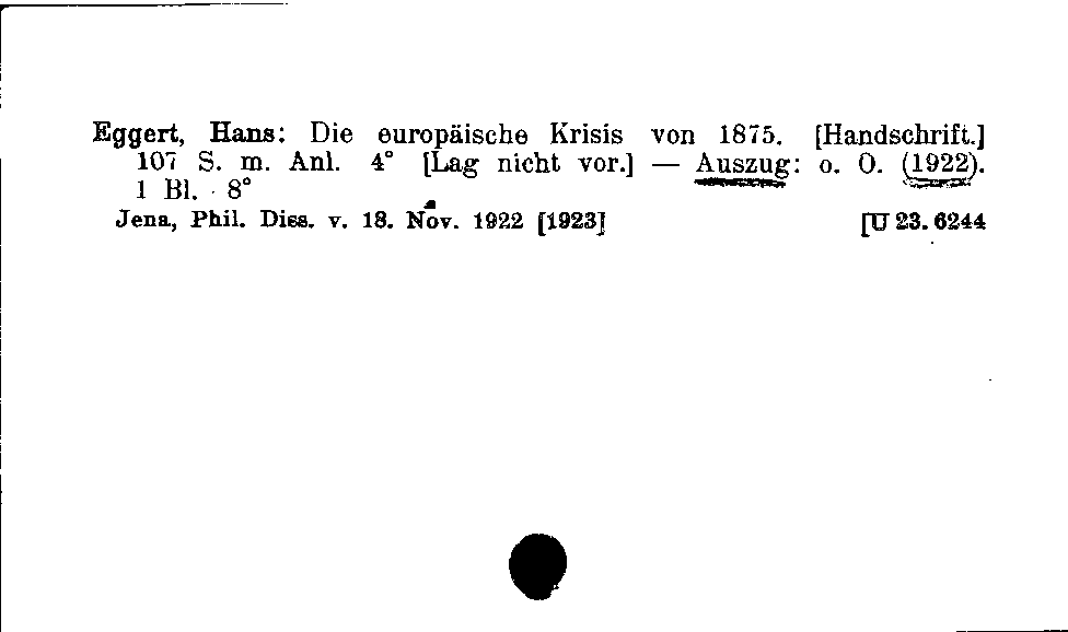 [Katalogkarte Dissertationenkatalog bis 1980]