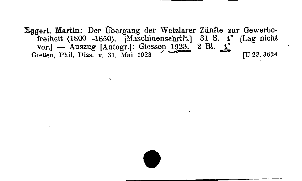 [Katalogkarte Dissertationenkatalog bis 1980]