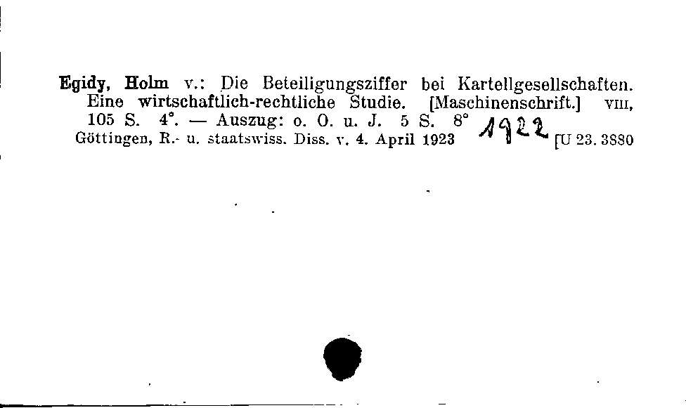 [Katalogkarte Dissertationenkatalog bis 1980]