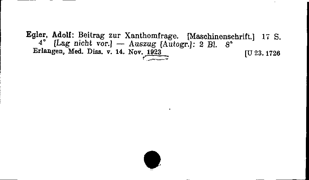 [Katalogkarte Dissertationenkatalog bis 1980]