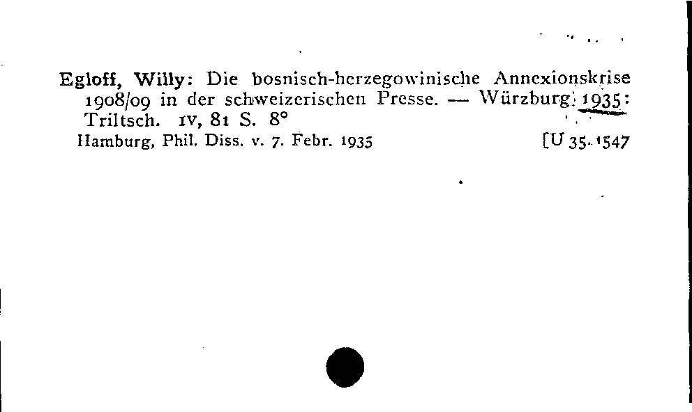 [Katalogkarte Dissertationenkatalog bis 1980]