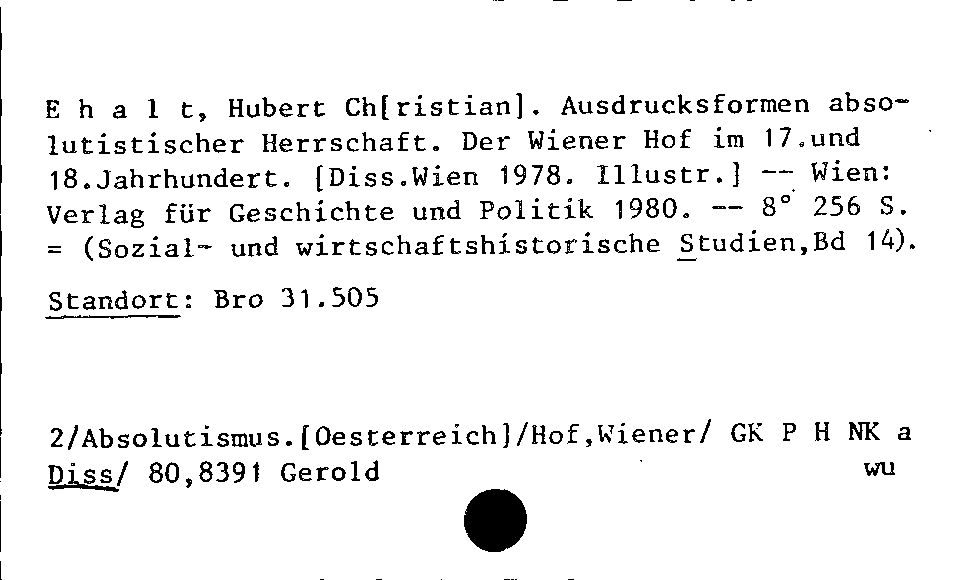 [Katalogkarte Dissertationenkatalog bis 1980]