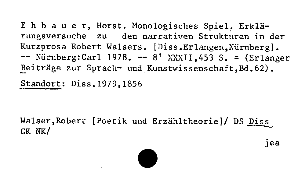 [Katalogkarte Dissertationenkatalog bis 1980]