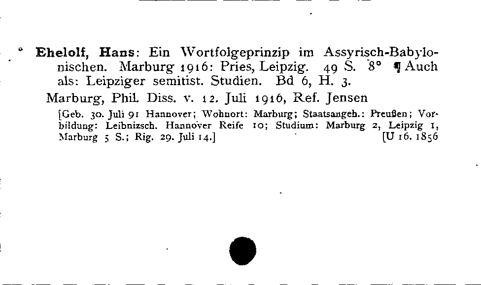 [Katalogkarte Dissertationenkatalog bis 1980]