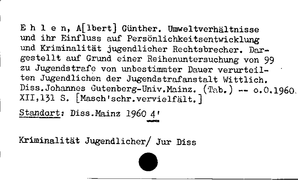 [Katalogkarte Dissertationenkatalog bis 1980]