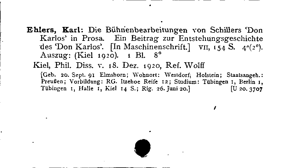 [Katalogkarte Dissertationenkatalog bis 1980]