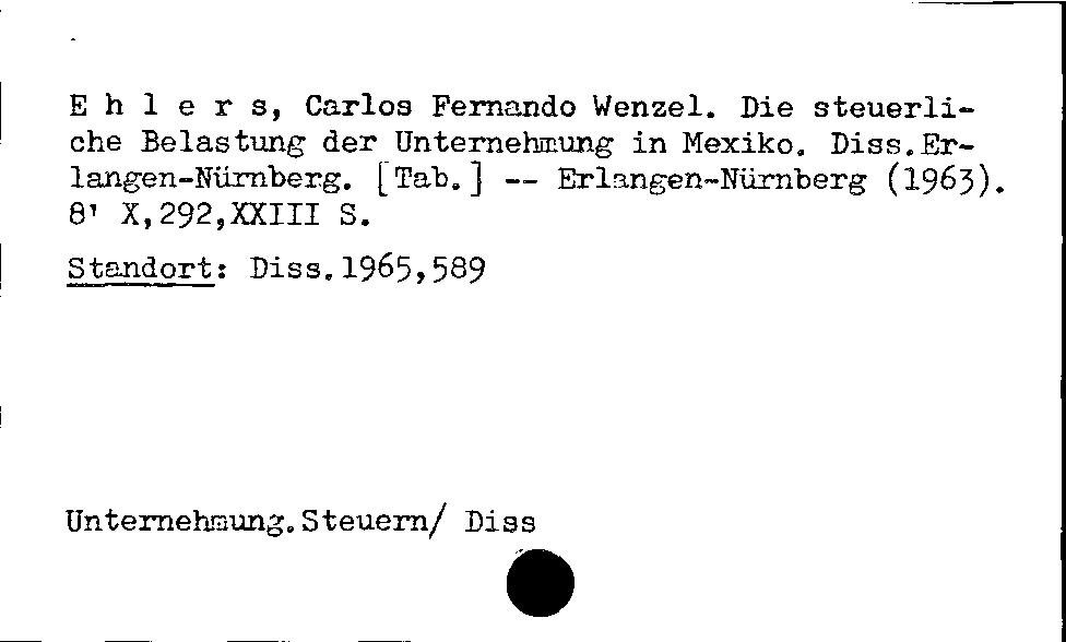 [Katalogkarte Dissertationenkatalog bis 1980]