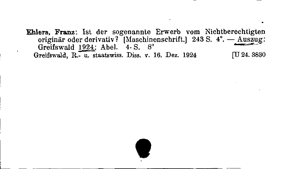 [Katalogkarte Dissertationenkatalog bis 1980]