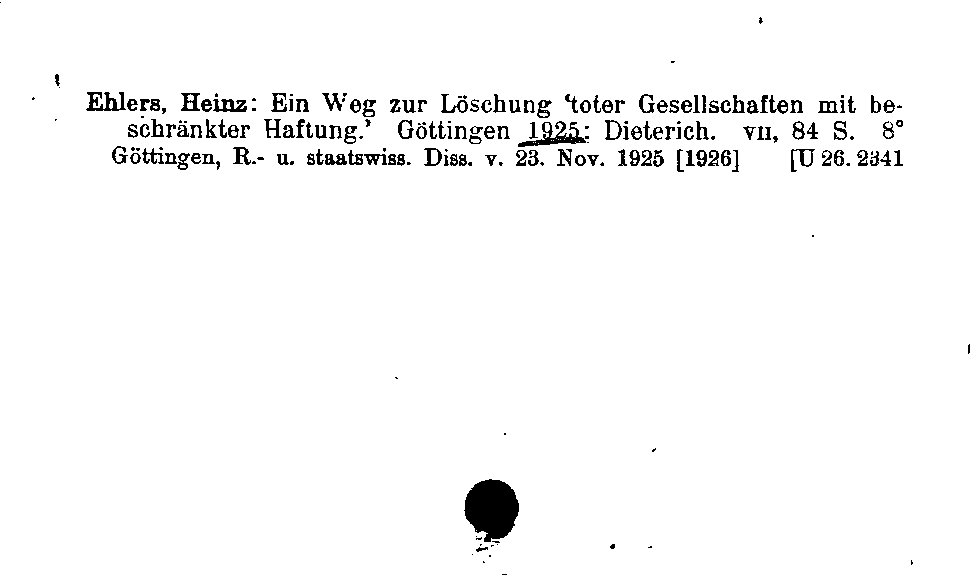 [Katalogkarte Dissertationenkatalog bis 1980]