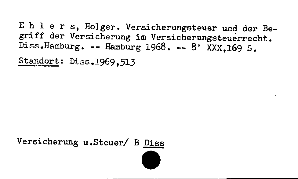 [Katalogkarte Dissertationenkatalog bis 1980]