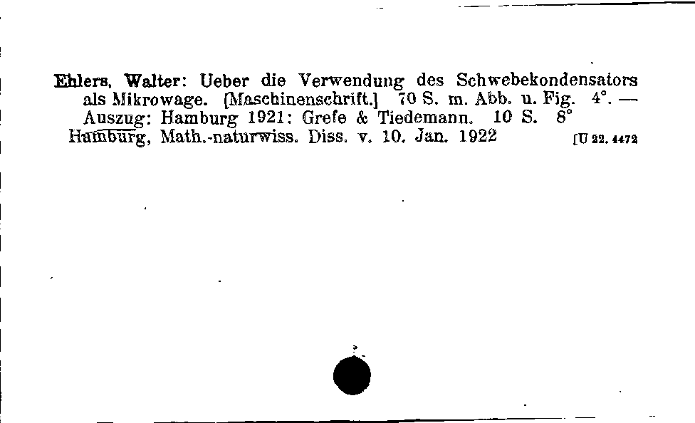 [Katalogkarte Dissertationenkatalog bis 1980]