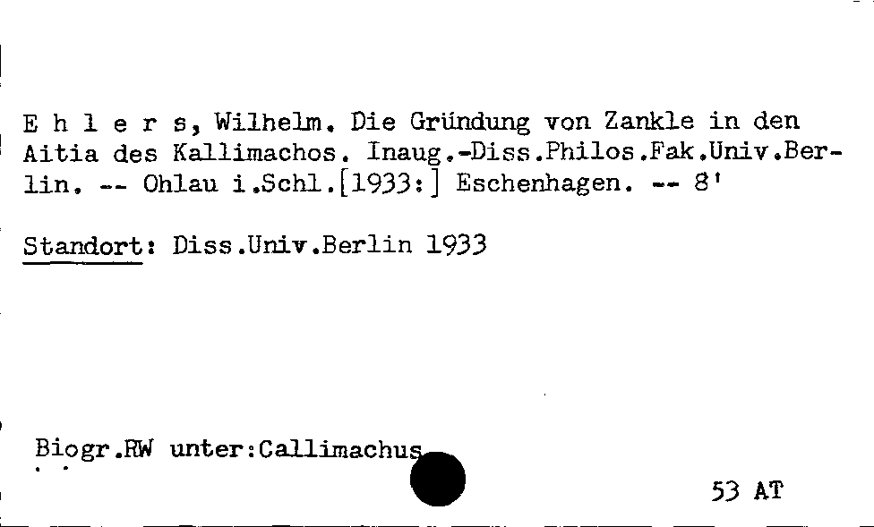 [Katalogkarte Dissertationenkatalog bis 1980]