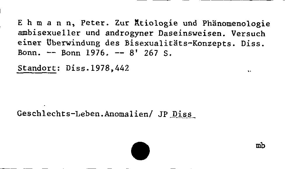 [Katalogkarte Dissertationenkatalog bis 1980]